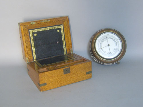 Appraisal: Barometer in walnut frame th c dia together with fruitwood