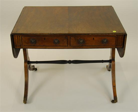 Appraisal: REGENCY STYLE MAHOGANY INLAID SOFA TABLE height inches width inches