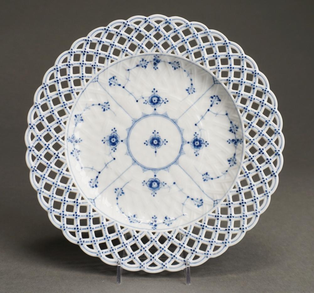 Appraisal: ROYAL COPENHAGEN BLUE FLUTED FULL-LACE PIERCED BORDER CAKE PLATE D