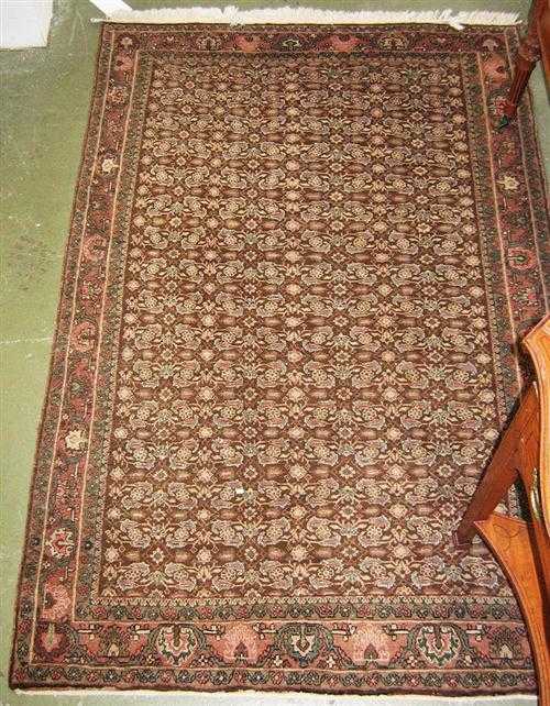 Appraisal: TABRIZ old Brown ground entirely patterned with stylized floral motifs