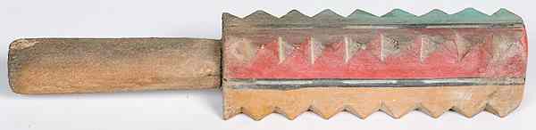 Appraisal: Hopi Carved Polychrome Dance Wand rectangular with notched corners each