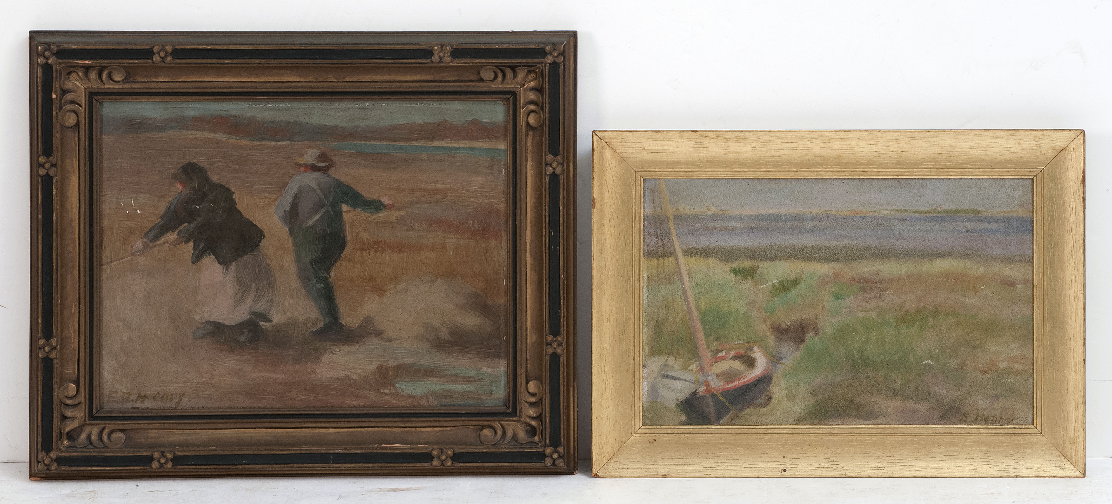 Appraisal: ESTELLE BRAY HENRYAmerican - Two marsh scenes Boat in tidal