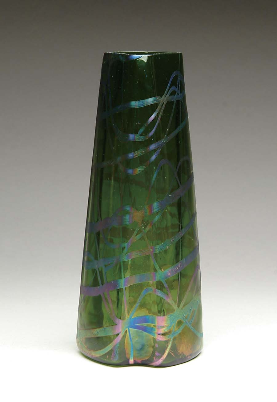 Appraisal: LOETZ VASE Beautiful Loetz vase is triangular in shape with