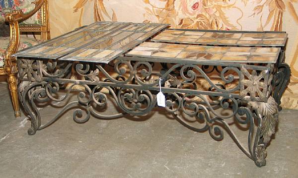 Appraisal: A Rococo style wrought iron coffee table height in width