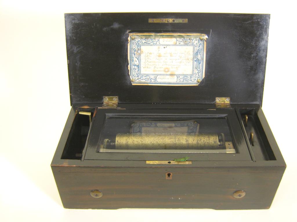 Appraisal: A th Century Musical Box in simulated rosewood Case playing