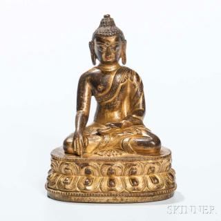 Appraisal: Gilt-copper Alloy Figure of Buddha Gilt-copper Alloy Figure of Buddha