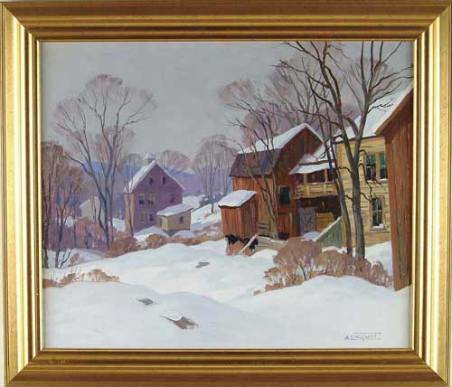 Appraisal: ARTHUR LINGQUIST American - BACKYARDS IN WINTER LONDONDERRY VT Large