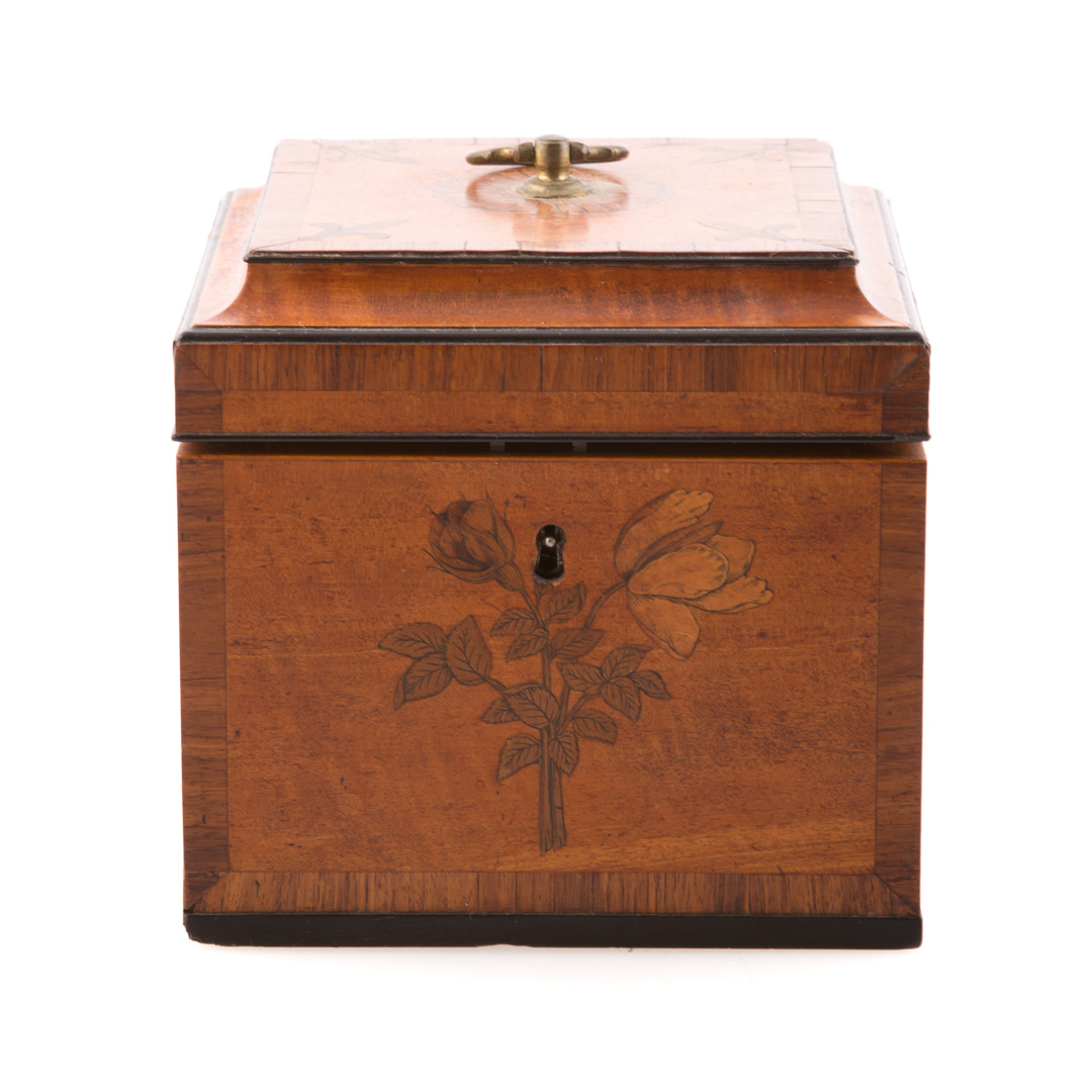 Appraisal: Victorian Adam style inlaid satinwood tea caddy second half- th