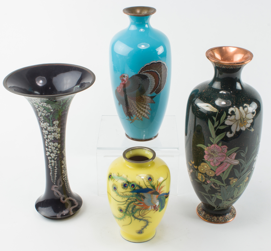 Appraisal: LOT OF JAPANESE CLOISONNE ENAMEL VASES lot of Japanese cloisonne