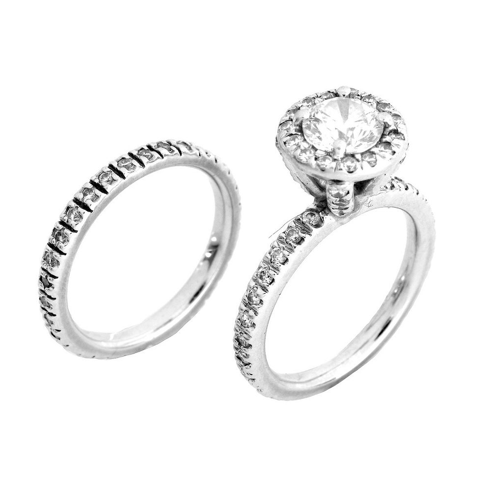 Appraisal: EGL Diamond and Platinum Wedding Set EGL Certified Carat Round