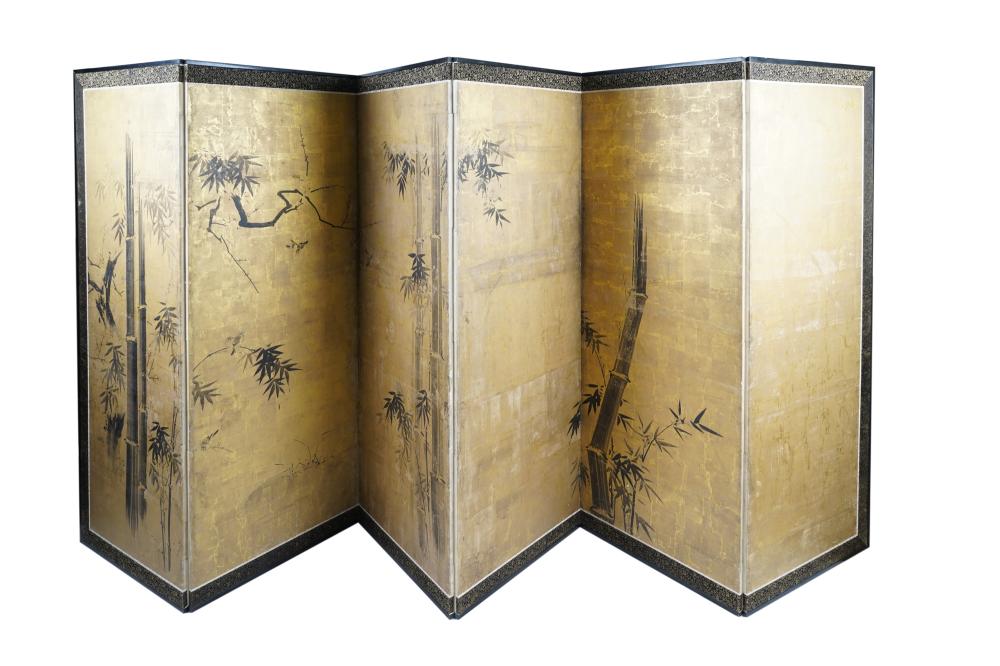 Appraisal: JAPANESE SIX-PANEL SCREENProvenance A Michael Smith installation each panel x