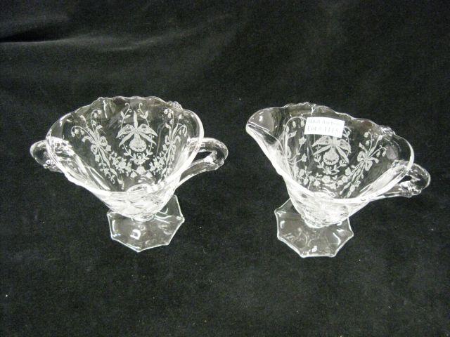 Appraisal: Heisey Orchid Etched Crystal Creamer Sugar tall excellent