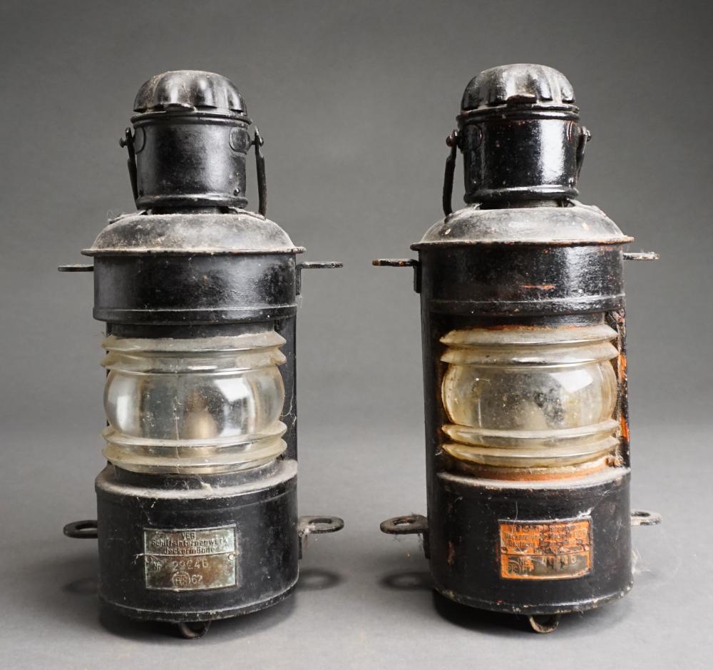 Appraisal: Pair German Black Painted Iron Lanterns H in cm