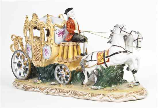 Appraisal: A Dresden Porcelain Figural Group depicting an th century carriage