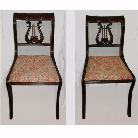 Appraisal: Pair of American Empire Style Mahogany Side Chairs Estimate -