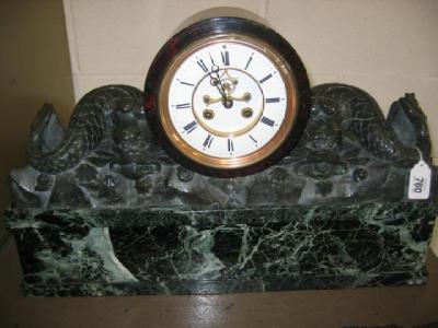 Appraisal: A FRENCH MANTEL CLOCK the twin barrel drum movement with