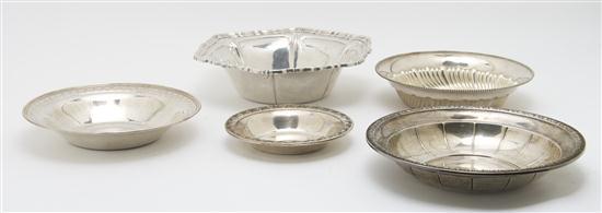 Appraisal: Group of Five American Sterling Silver Bowls comprising examples by