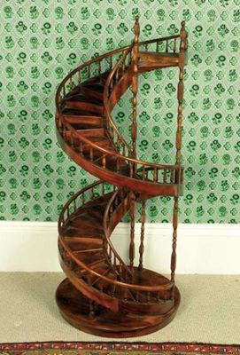 Appraisal: A mahogany model of a spiral staircase th century cm