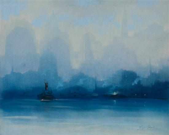 Appraisal: Leon Louis Dolice American - New York Harbor Scene pastel