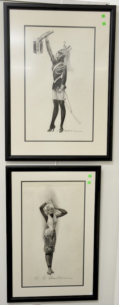 Appraisal: Charles Sheldon - charcoal on paper set of three Fashion