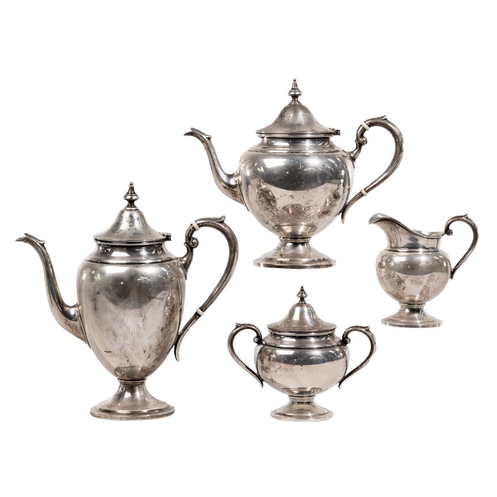 Appraisal: GORHAM PURITAN STERLING SILVER TEA SERVICE items including coffee pot