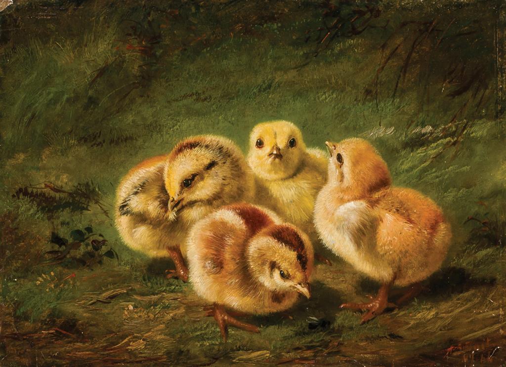 Appraisal: ARTHUR FITZWILLIAM TAIT American - Chicks oil on board signed