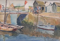 Appraisal: Maurice Menardeau French - Fishermen on a Warf Watercolor on