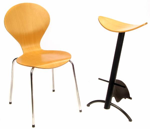 Appraisal: Three Arne Jacobsen Ant chairs model designed s these later