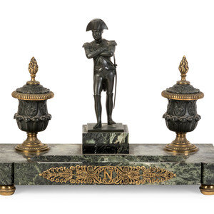 Appraisal: An Empire Style Gilt Bronze and Marble Figural Encrier Late