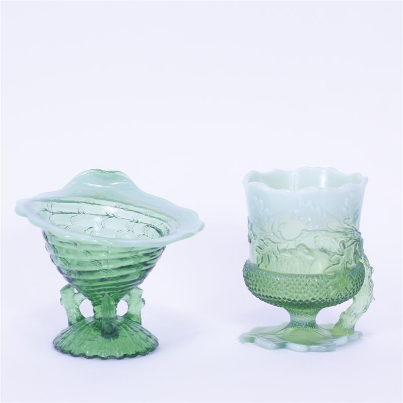 Appraisal: Northwood Glass Ocean Shell dish Acorn Leaf Chalice H x