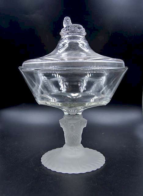 Appraisal: American Pressed Glass Lion Compote American Pressed Glass Lion Compote