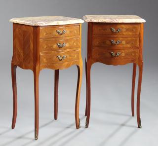 Appraisal: Pair of French Louis XV Style Marquetry Inlaid Bom Pair