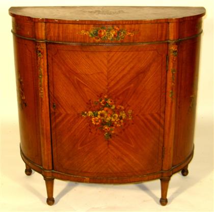 Appraisal: Edwardian demi-lune cabinet with hand painted floral decoration H in