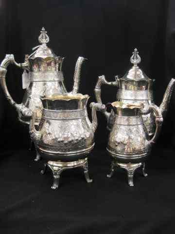 Appraisal: Simpson Hall Miller Silverplate Tea coffee service Victorian elaborate florals