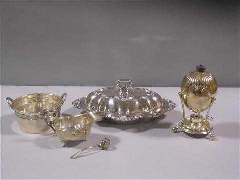 Appraisal: GROUP OF SILVER PLATED SERVING PIECES Comprising a small circular