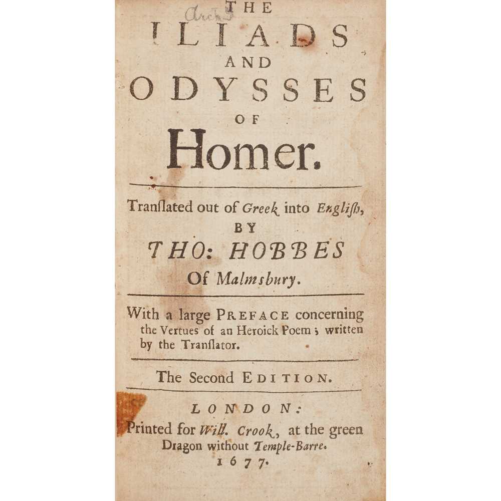 Appraisal: HOMER - THOMAS HOBBES THE ILIADS AND ODYSSES OF HOMER