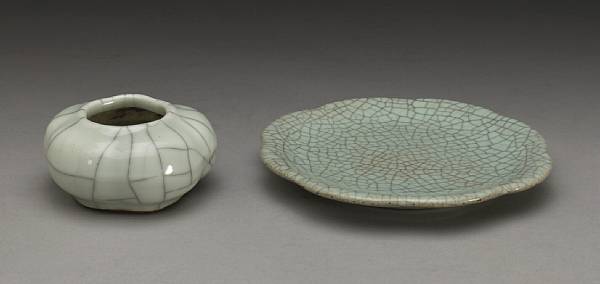 Appraisal: Two floriform crackle glazed porcelains th Century The first a