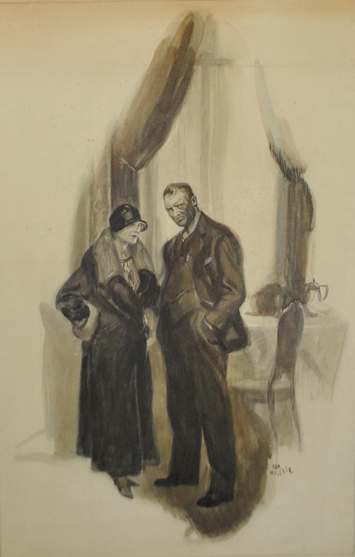 Appraisal: - Gouache illustration of a man and woman signed l