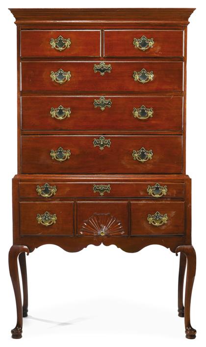 Appraisal: Queen Anne carved walnut highchestmassachusetts circa