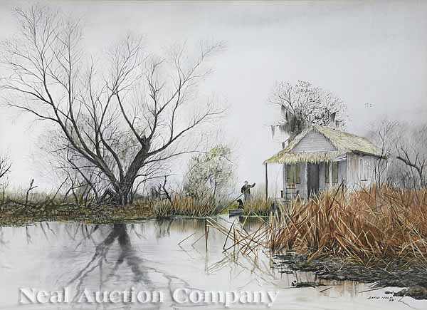 Appraisal: David Noll American Louisiana th c Louisiana Shanty watercolor on