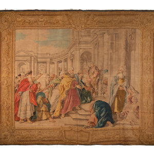 Appraisal: An Italian Painted Tapestry Depicting the Disdain of Mordecai th