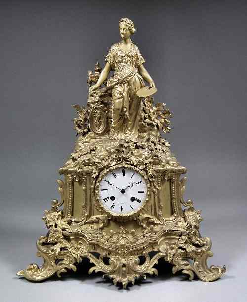 Appraisal: A th Century French gilt spelter cased mantel clock by