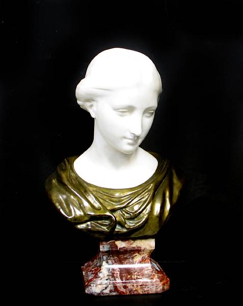 Appraisal: A marble and bronze bust of a woman height in