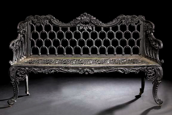 Appraisal: Anglo-American Cast-Iron Garden Bench in the Gothic Arch pattern ca