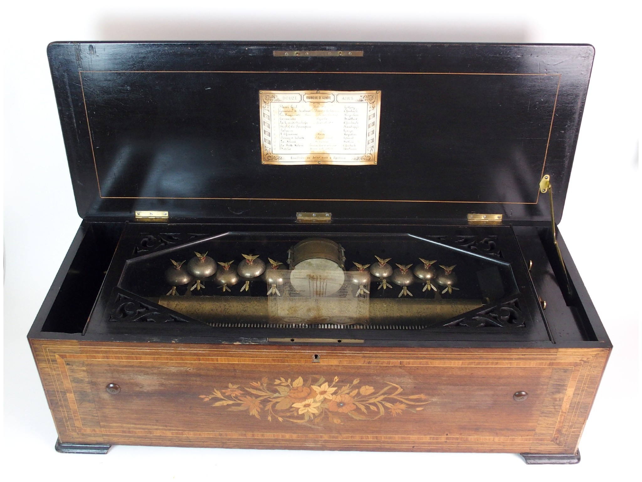 Appraisal: A Victorian rosewood cylinder music boxstriking on ten bells the