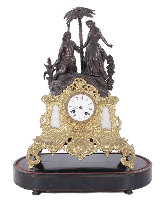 Appraisal: French ormolu figural mantel clock Japy Freres late th century