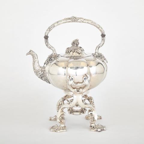 Appraisal: William IV Silver Kettle on Lampstand Paul Storr London of