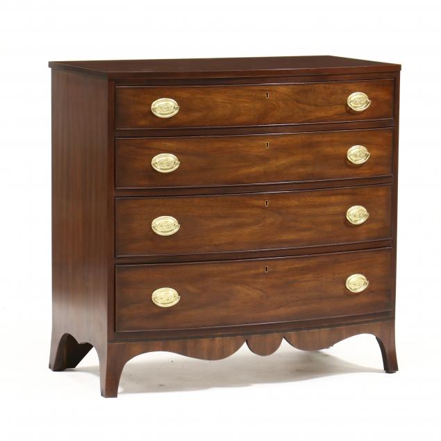 Appraisal: HENKEL HARRIS FEDERAL STYLE BOW-FRONT MAHOGANY CHEST OF DRAWERS Late