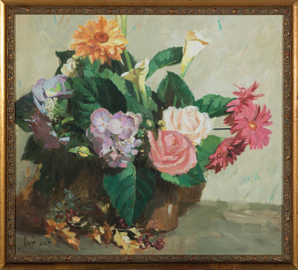 Appraisal: Hao Chinese Mississippi th c Floral Still Life oil on