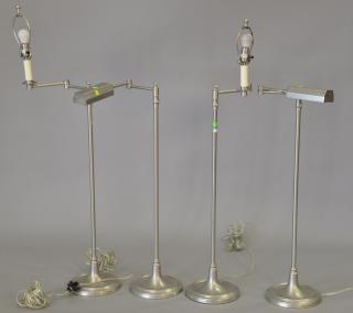 Appraisal: Two pairs of nickel finish adjustable floor lamps Two pairs